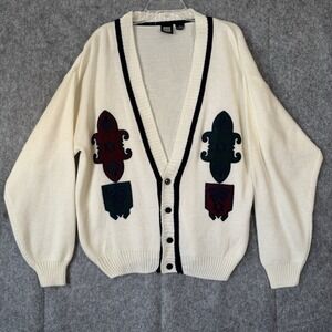 Vtg Jed Ivy League Preppy Cardigan Sweater Mens Small 80s Eclectic Grandpa Crest